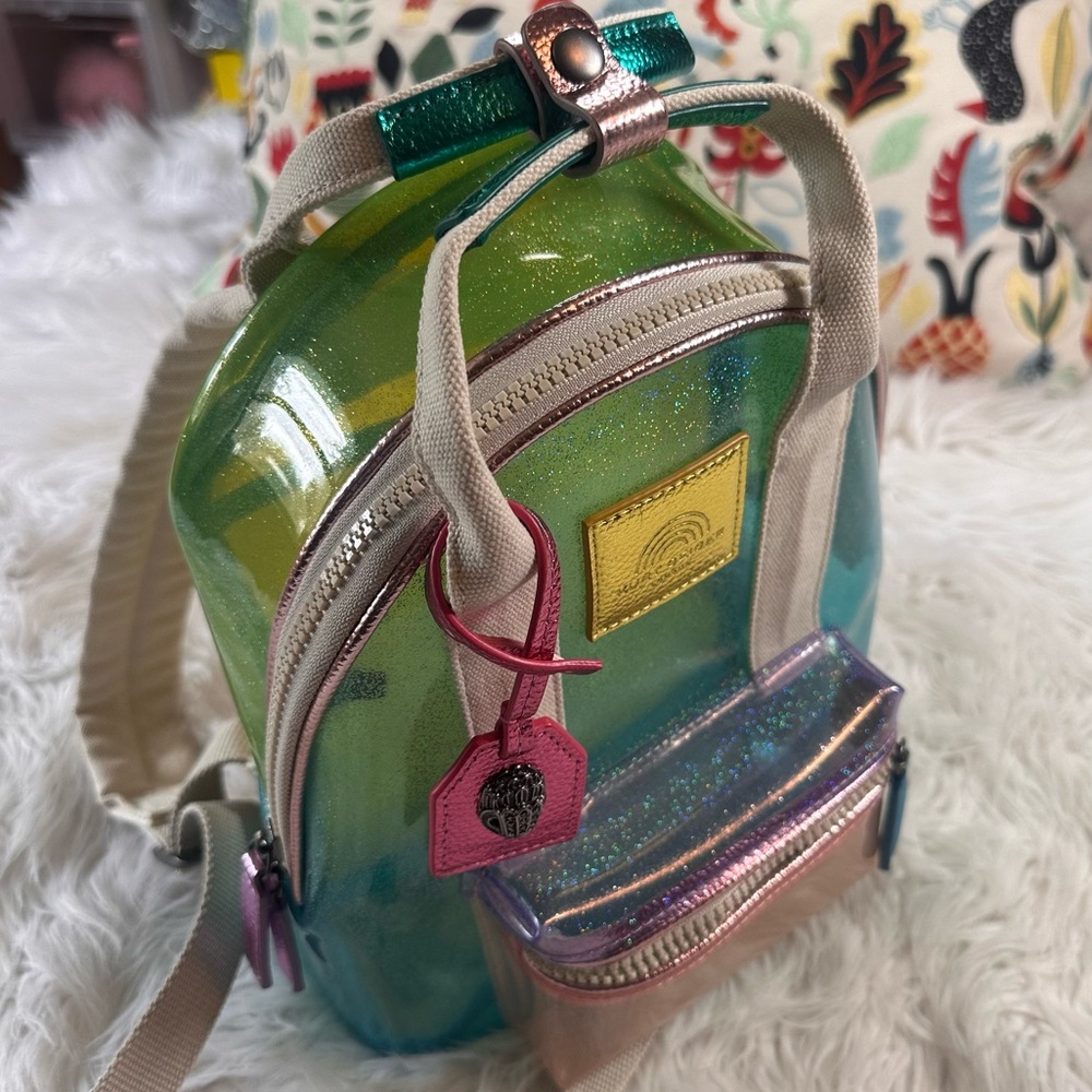 Kurt Geiger • Colorful Glitter Transparent Vinyl Small Southbank Backpack - Picture 3 of 16
